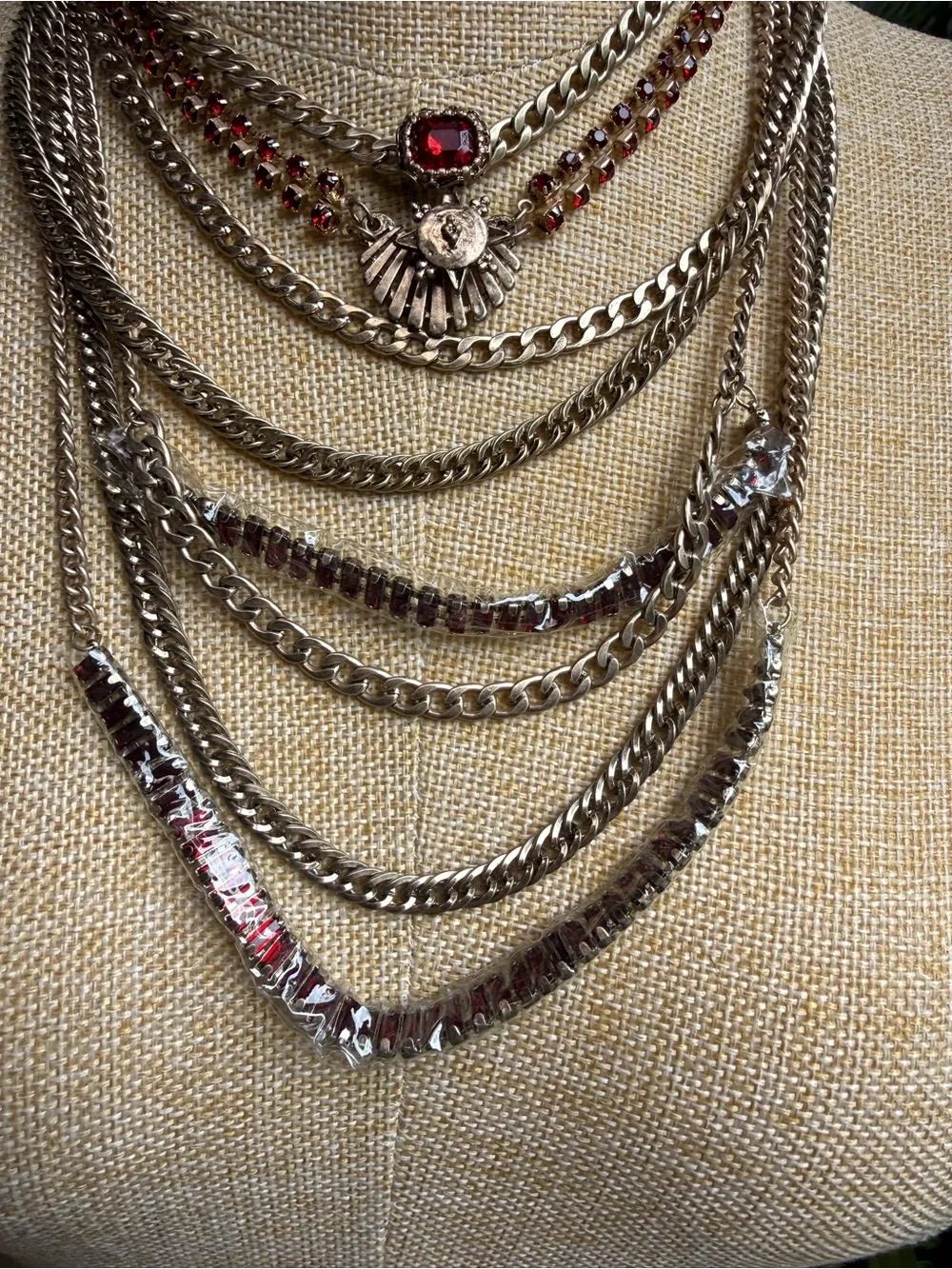 New🌟Free People-The Pistols Stacked Chain Choker-Gold Red